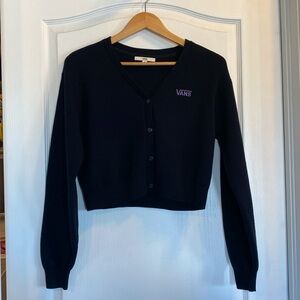 Vans v-neck button down sweater. Women’s size Small. Black. 100% cotton.